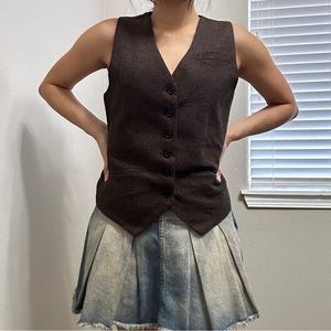Brown dark academia vest